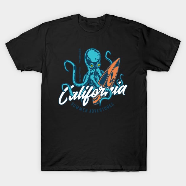 Surf Club California Summer Adventures Surfing Gift Tshirts T-Shirt by gdimido